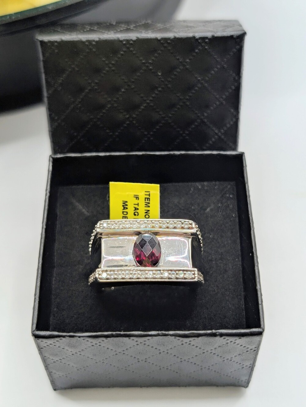 Men's 2ctw Rhodolite Garnet & Cambodian Zircon 925 Silver Ring - Picture 8 of 9